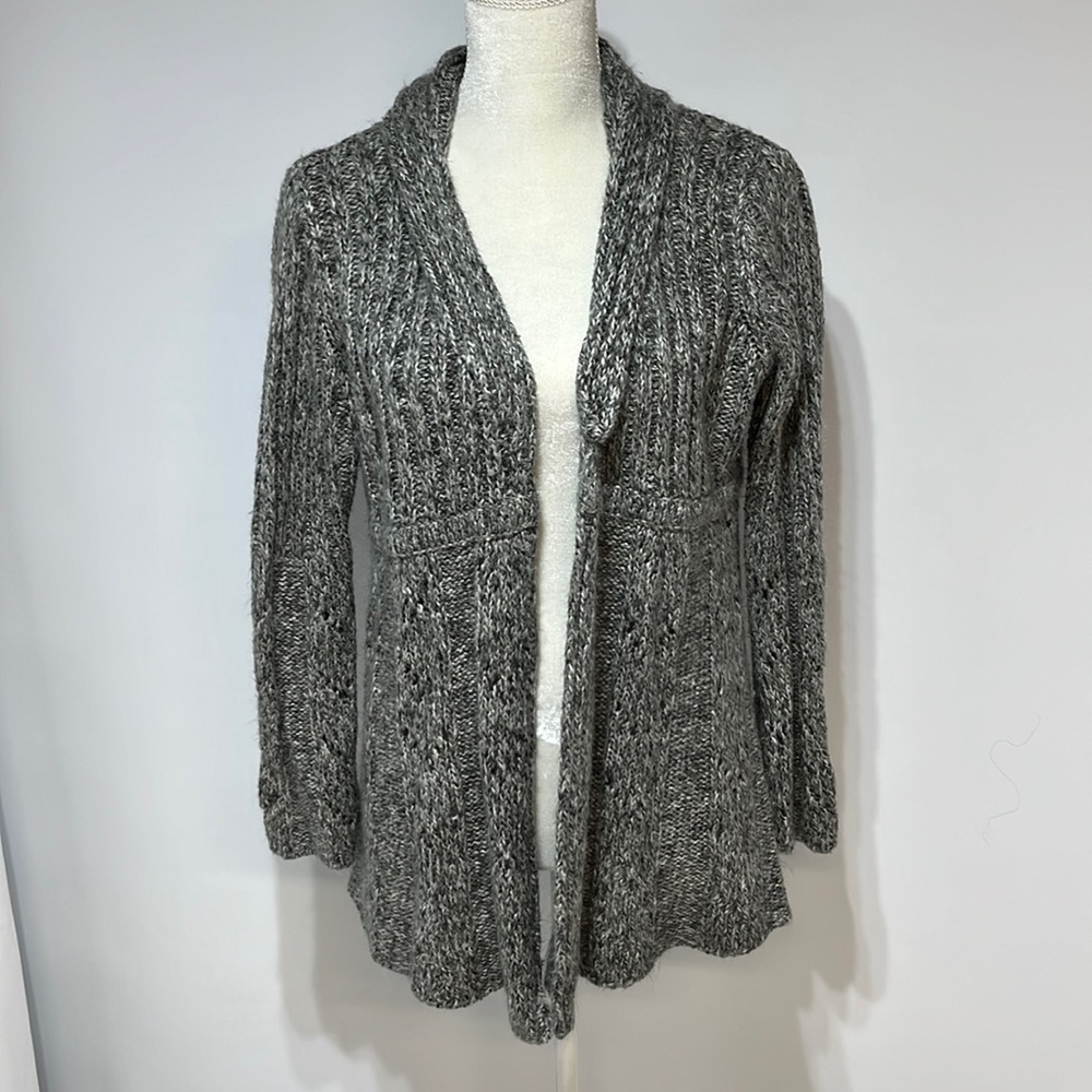 Motherhood Maternity Sweater Sz XL Gray Cardigan Chunky Cable Knit Warm Winter